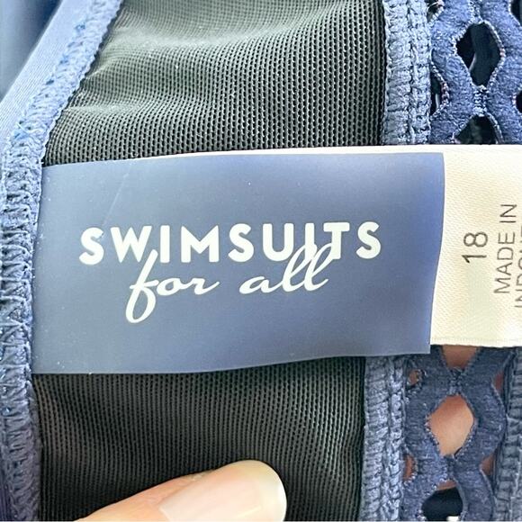 Swimsuits For All One Piece Lattice Plunge Swimsuit woman's size 18 Navy Blue - Picture 6 of 11
